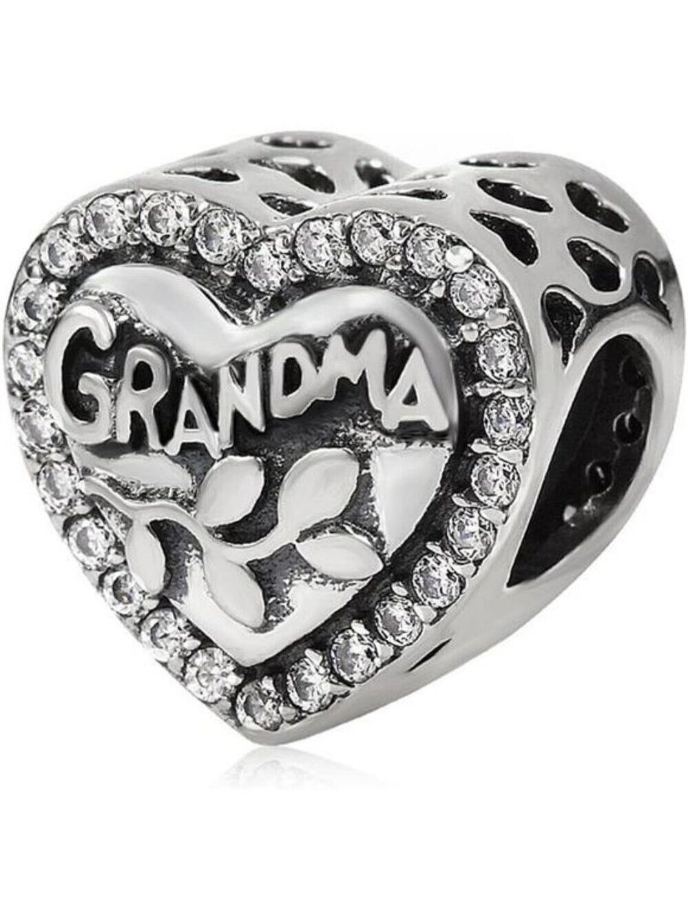 925 sterling silver love grandma heart charm bead fits Pandora bracelet jewelry
